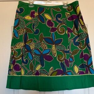 Boden Green Floral A-Line Skirt sz 14 US